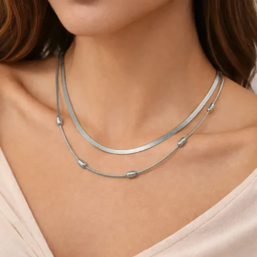 Collar Acero Doble Cadena Cola de Rata Balines y Planchada (5)