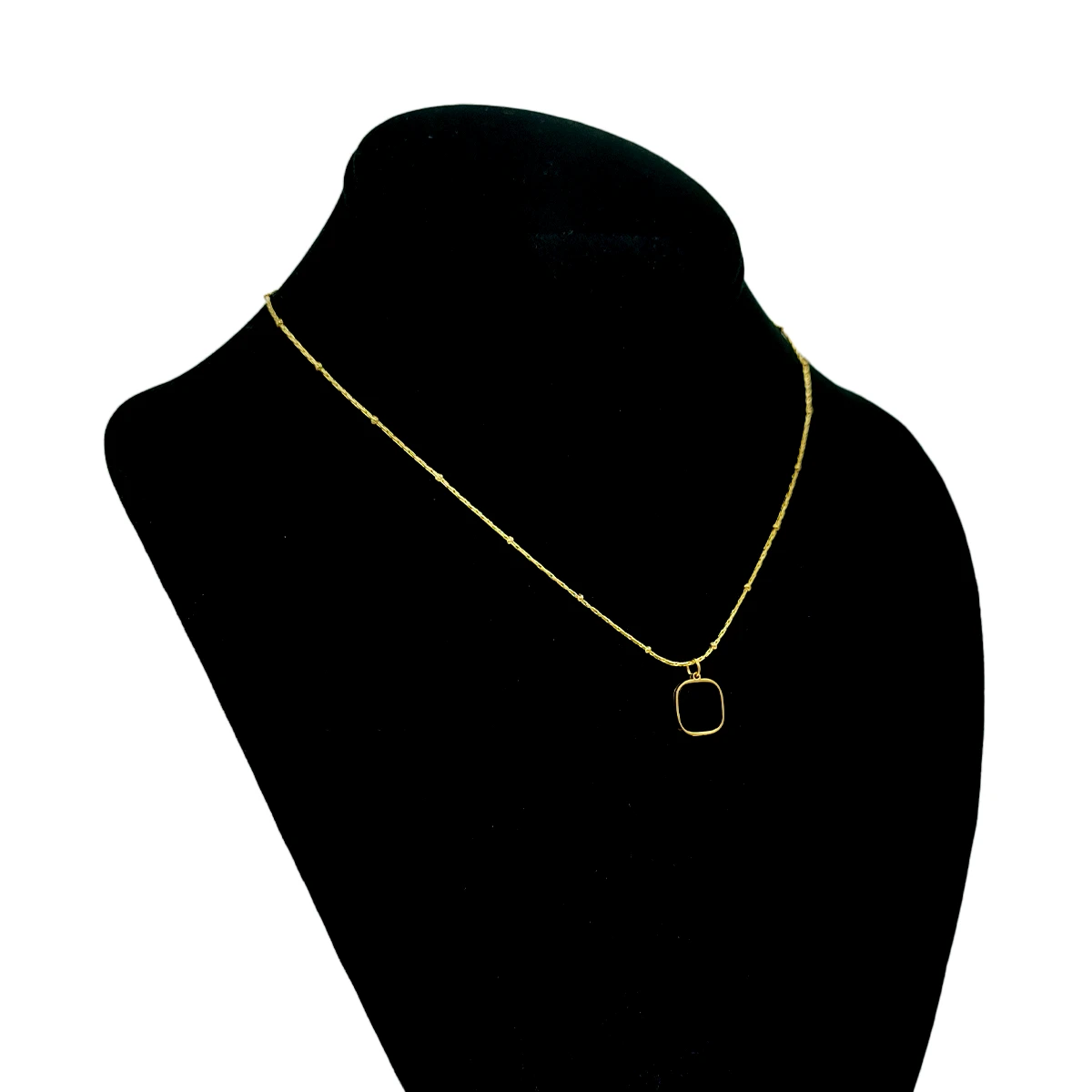 Collar Acero Dorado Cuadro Negro Cadena Espiga Balines 8 Collar Acero Dorado Cuadro Negro Cadena Espiga Balines - Image 6