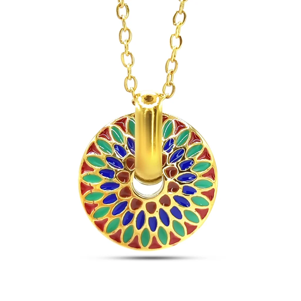 Collar Acero Dorado Cuadrado Piedra Turquesa Natural 14 Collar Acero Dorado Mandala Multicolor Redondo Boho