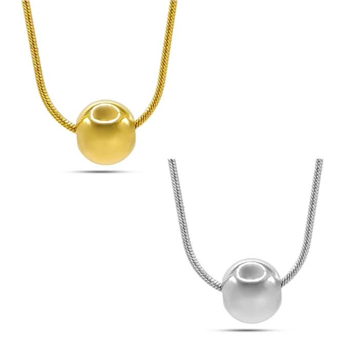 Collar Acero Inox Cola de Rata Delgada Balin Solitario