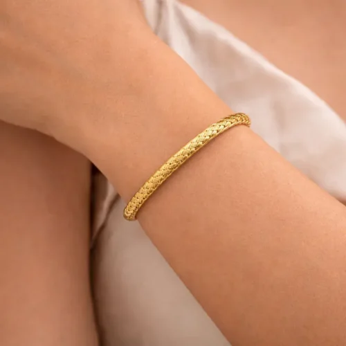 Pulsera Acero Brazalete Abierto Alambre Teijdo Trenza (2)