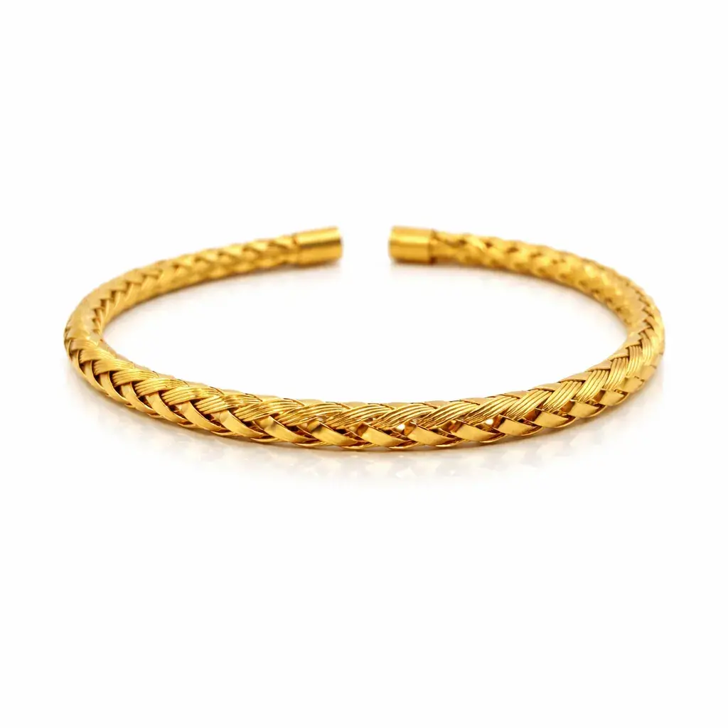 Pulsera Acero Brazalete Abierto Alambre Teijdo Trenza 5