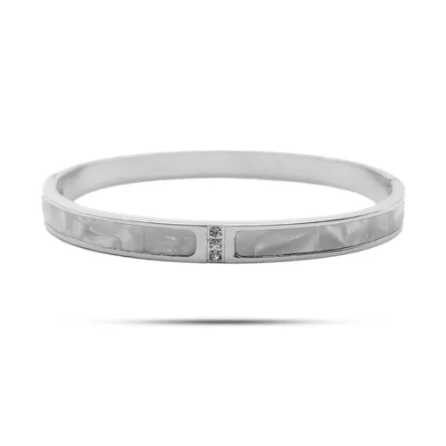 Pulsera Acero Brazalete Madre Perla Cristales Centro (7)