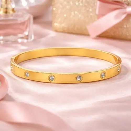 Pulsera Acero Brazalete Zirconias Circulares Sencillo (3)