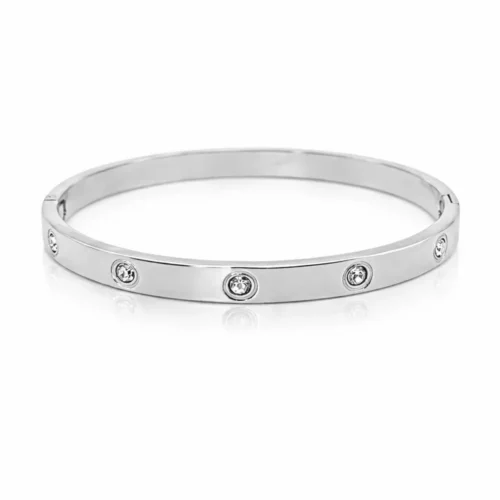 Pulsera Acero Brazalete Zirconias Circulares Sencillo (7)