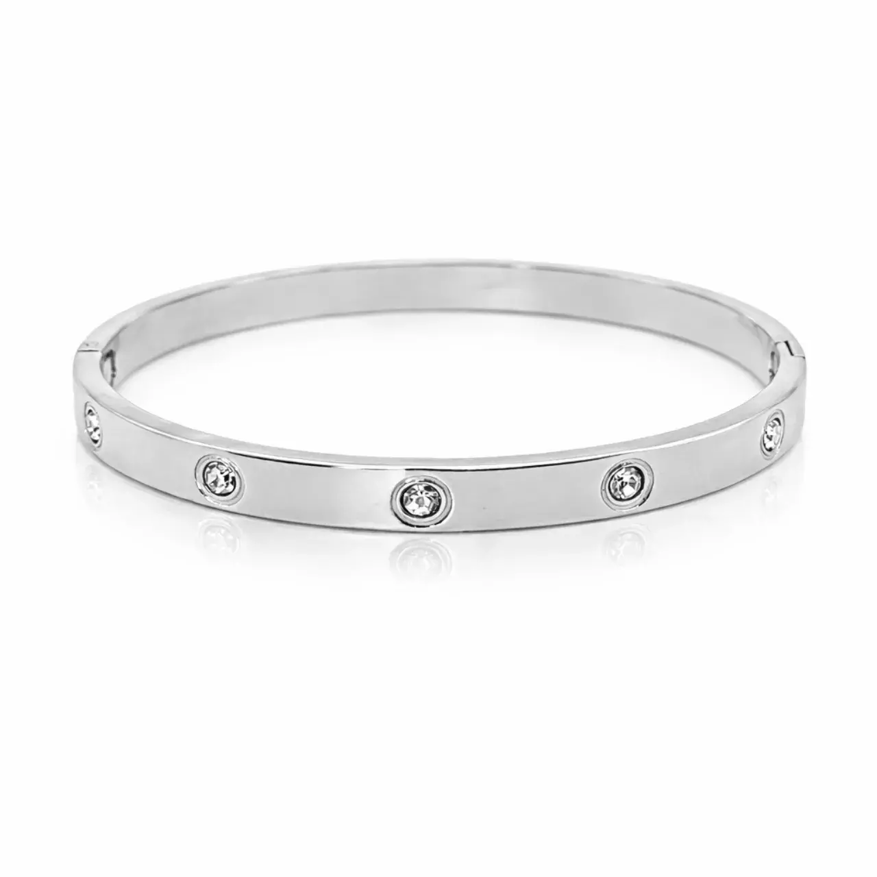 Pulsera Acero Brazalete Zirconias Circulares Sencillo 5 Pulsera Acero Brazalete Zirconias Circulares Sencillo - Image 3