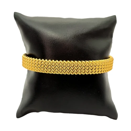 Pulsera Acero Dorado Brazalete Abierto Malla Tejida (4)