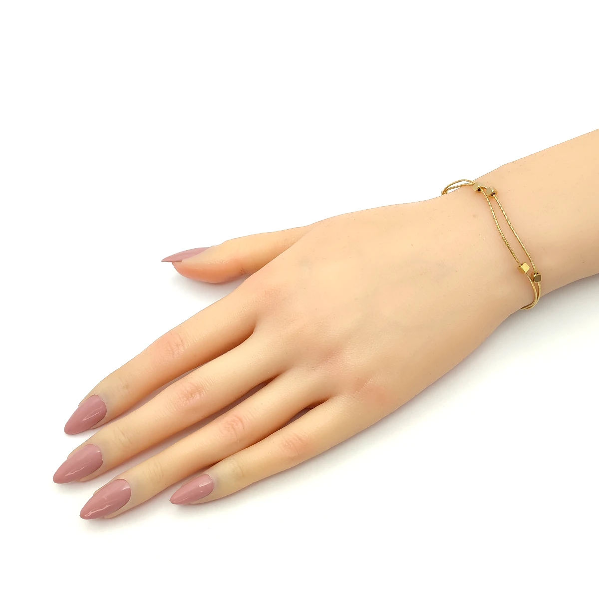 Pulsera Acero Dorado Doble Cola de Rata Delgada Cubos 7 Pulsera Acero Dorado Doble Cola de Rata Delgada Cubos - Image 5