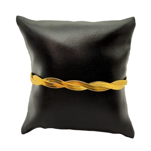 Pulsera Acero Dorado Panza de Vibora Doble Trenzada (2)