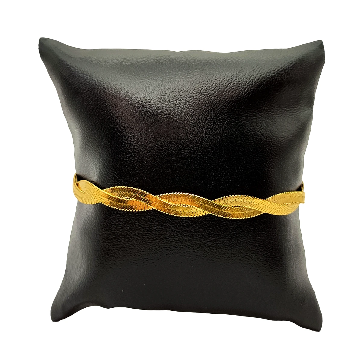 Pulsera Acero Dorado Panza de Vibora Doble Trenzada 2 1