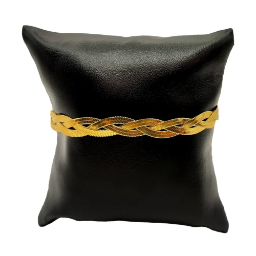 Pulsera Acero Dorado Panza de Vibora Planchada Trenza (3)