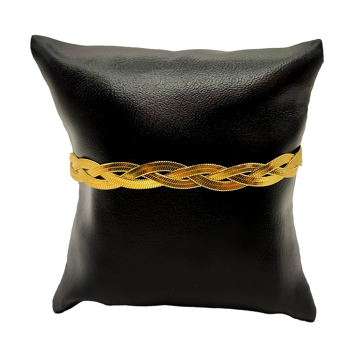 Pulsera Acero Dorado Panza de Vibora Planchada Trenza 3