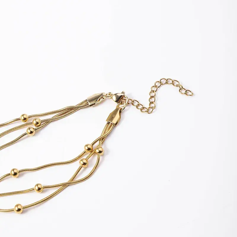 Pulsera Acero Dorado Triple Cola de Rata con Balines 7 Pulsera Acero Dorado Triple Cola de Rata con Balines - Image 5