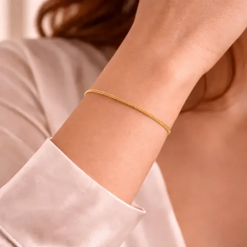 Pulsera Acero Inox Dorado Torcida Estrellada Delgada (3)