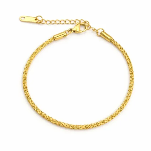 Pulsera Acero Inox Dorado Torcida Estrellada Delgada