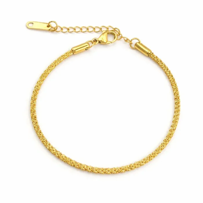 Pulsera Acero Inox Dorado Torcida Estrellada Delgada