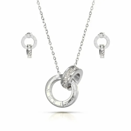 Set Joyería Aros Entrelazados Zirconias Numeros Romanos (6)