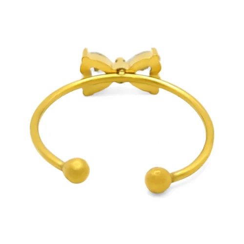 Anillo Acero Dorado Moño Centro Zirconia Cubica Ajustable (1)