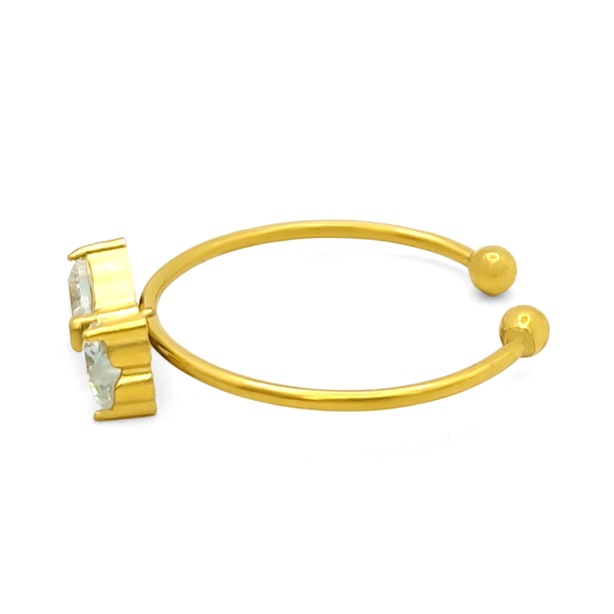 Anillo Acero Dorado Mono Centro Zirconia Cubica Ajustable 3