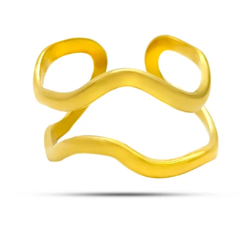 Anillo Acero Inox Doble Linea Irregular Delgada Ajustable (3)