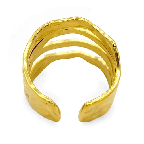 Anillo Acero Inox Dorado Martillado Lineas Horizontales (4)