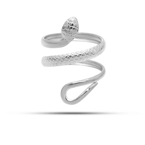 Anillo Acero Serpiente Vibora Enroscada Ajustable (8)