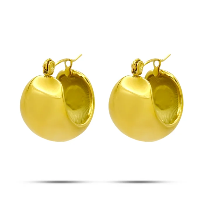 Aretes Acero Arracadas Circulares Chunky Gruesas (1)