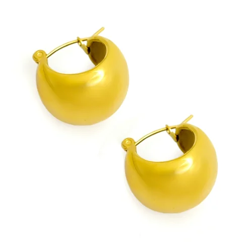 Aretes Acero Arracadas Circulares Chunky Gruesas (2)