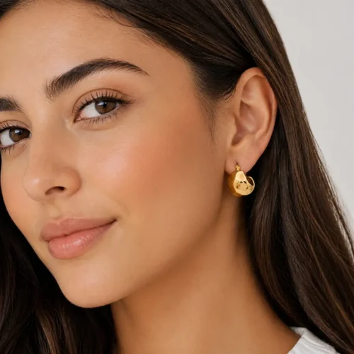 Aretes Acero Arracadas Circulares Chunky Gruesas (3)