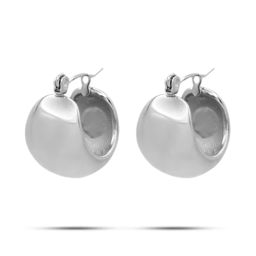 Aretes Acero Arracadas Circulares Chunky Gruesas (8)