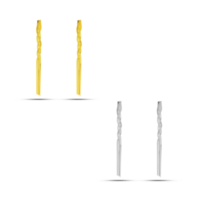 Aretes Acero Cadena Planchada Trenzada Largos Noche (1)