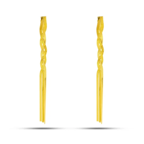 Aretes Acero Cadena Planchada Trenzada Largos Noche (2)