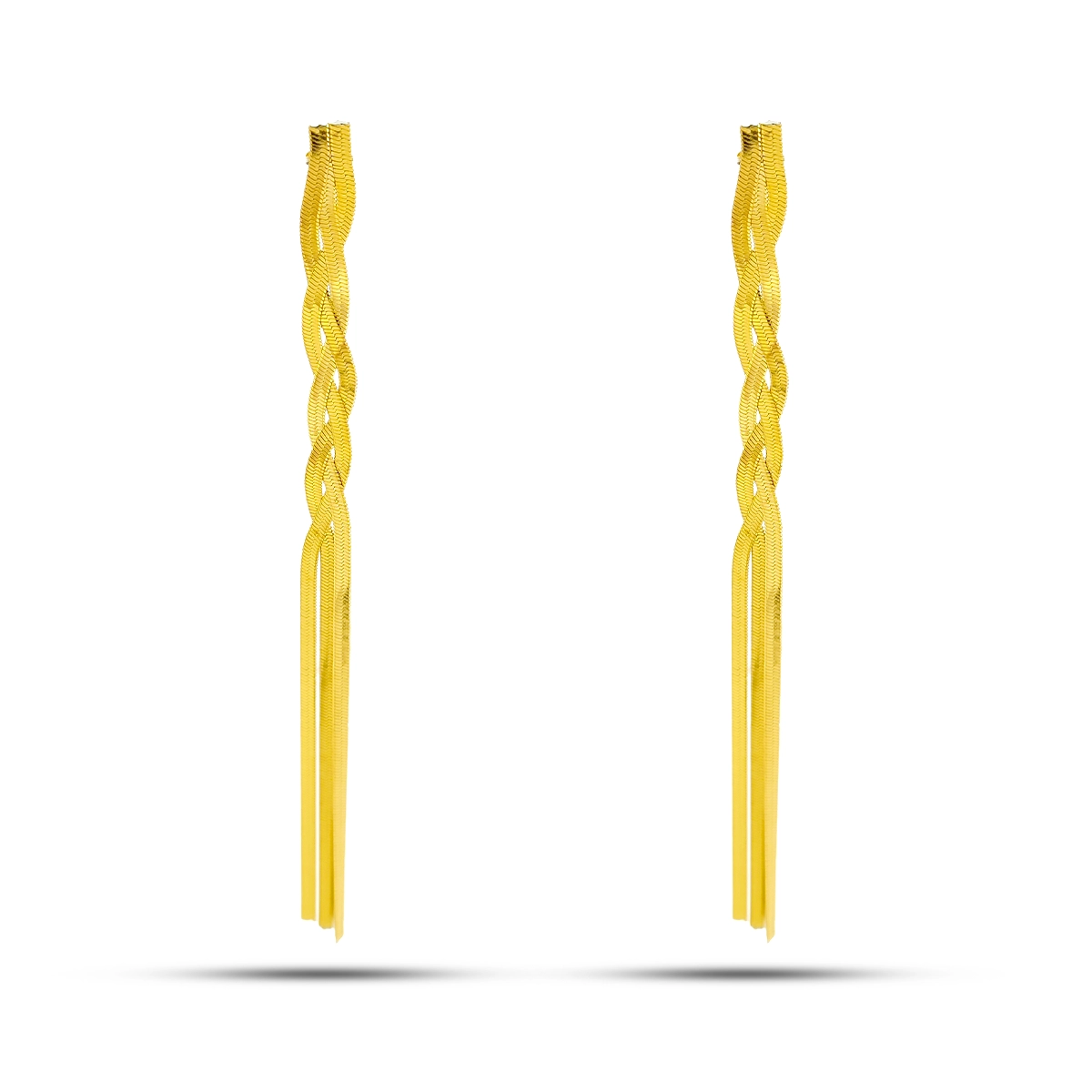 Aretes Acero Cadena Planchada Trenzada Largos Noche 2