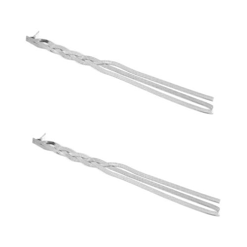 Aretes Acero Cadena Planchada Trenzada Largos Noche (6)