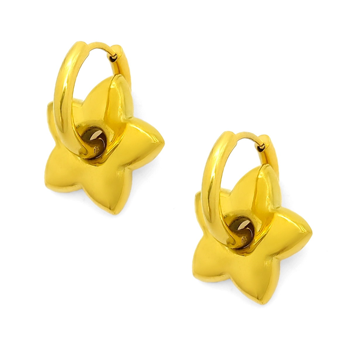 Aretes Acero Dorado Arracada Colgante Estrella Chunky 3