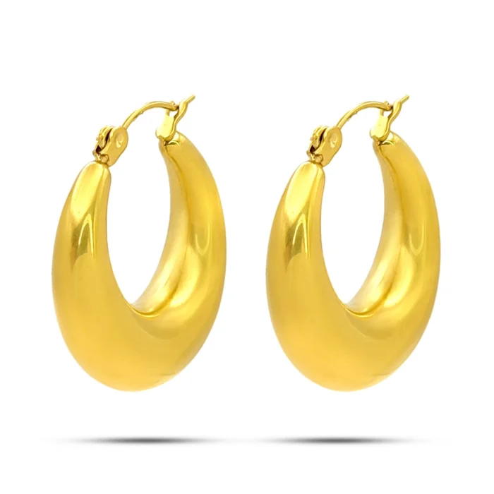 Aretes Acero Dorado Arracadas Chunky Gruesas Moda (1)