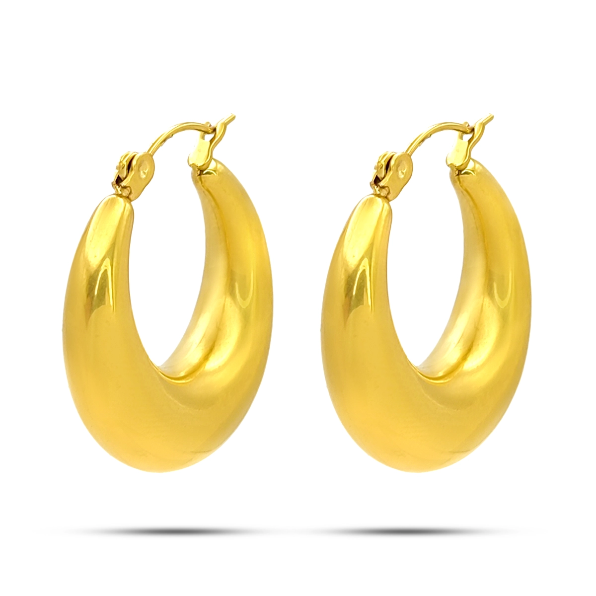 Aretes Acero Dorado Arracadas Chunky Gruesas Moda 1