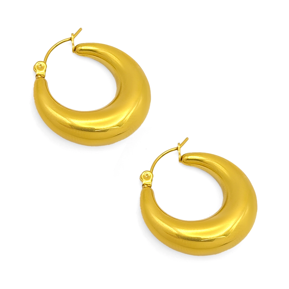 Aretes Acero Dorado Arracadas Chunky Gruesas Moda 2