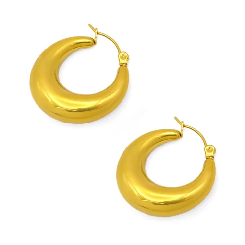 Aretes Acero Dorado Arracadas Chunky Gruesas Moda (3)