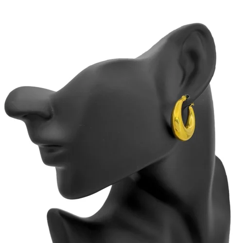 Aretes Acero Dorado Arracadas Chunky Gruesas Moda (4)