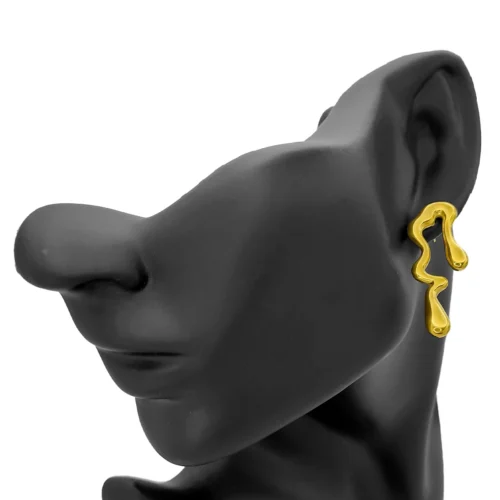 Aretes Acero Dorado Asimétricos Gotas Cayendo Derretidas (4)