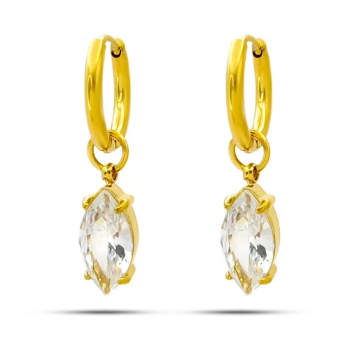 Aretes Acero Huggies Arracadas Colgante Zirconia Marquesa (1)