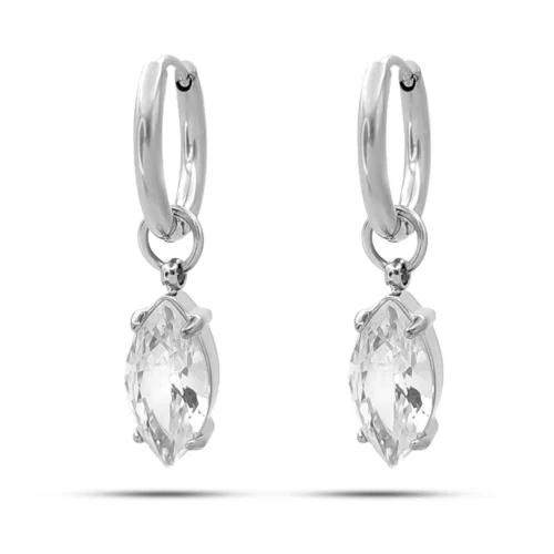 Aretes Acero Huggies Arracadas Colgante Zirconia Marquesa (8)