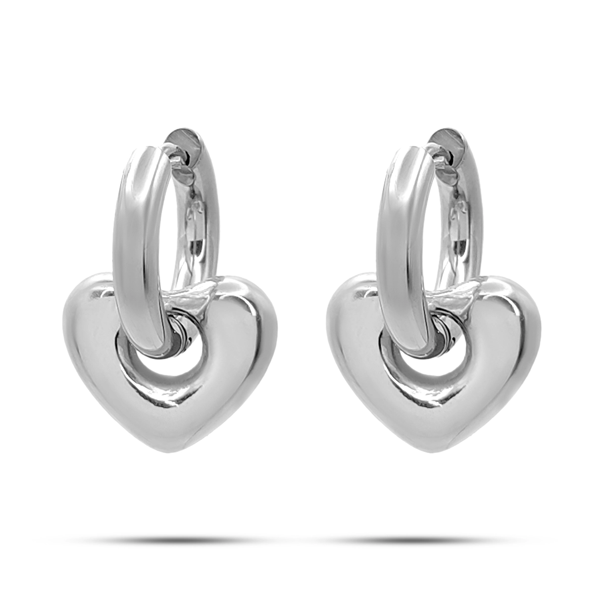 Aretes Acero Inox Huggies Chunky Colgante Corazon 8