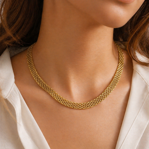 Cadena Acero Dorado Multicadena Tipo Red Elegante (2)