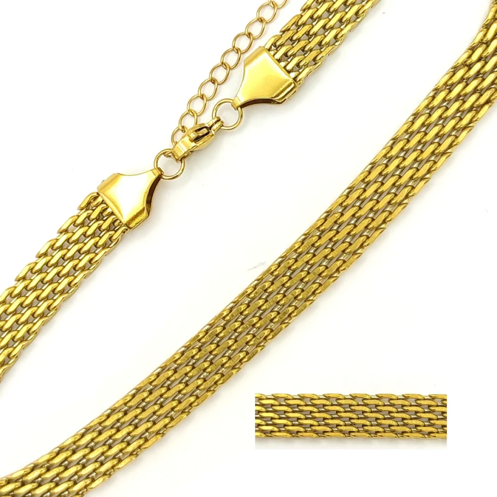 Cadena Acero Dorado Multicadena Tipo Red Elegante 3