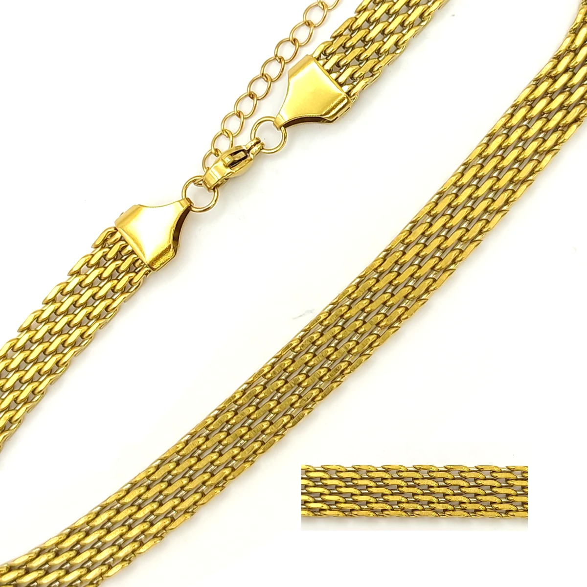 Cadena Acero Dorado Multicadena Tipo Red Elegante 3