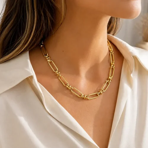 Cadena Acero Inox Dorado Eslabon Oval Uniones Grillete (2)