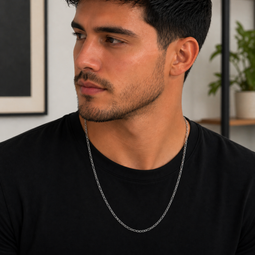 Cadena Acero Inox Plateado 3x1 Sencilla Delgada 3mm (1)