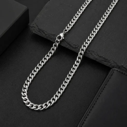 Cadena Acero Inox Plateado Cubana Casual 70 cm (1)